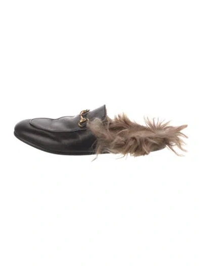 Pre-owned Gucci Horsebit Accent Leather Mules In Black