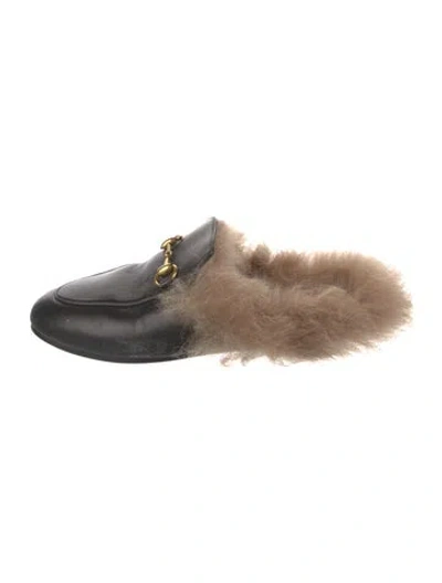 Pre-owned Gucci Horsebit Accent Leather Mules In Black