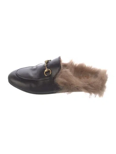 Pre-owned Gucci Horsebit Accent Leather Mules In Black