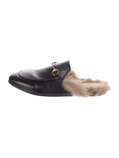 Pre-owned Gucci Horsebit Accent Leather Mules In Black