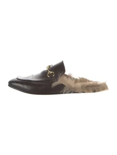 Pre-owned Gucci Horsebit Accent Leather Mules In Black