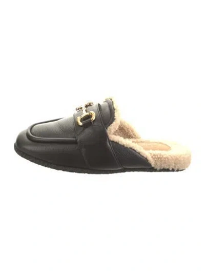 Pre-owned Gucci Horsebit Accent Leather Mules In Black