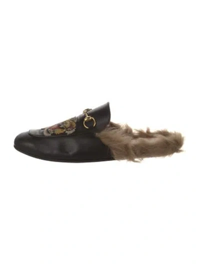 Pre-owned Gucci Horsebit Accent Leather Mules In Black