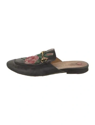 Pre-owned Gucci Horsebit Accent Leather Mules In Black