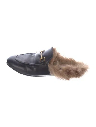 Pre-owned Gucci Horsebit Accent Leather Mules In Black