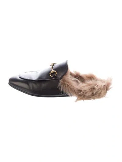 Pre-owned Gucci Horsebit Accent Leather Mules In Black