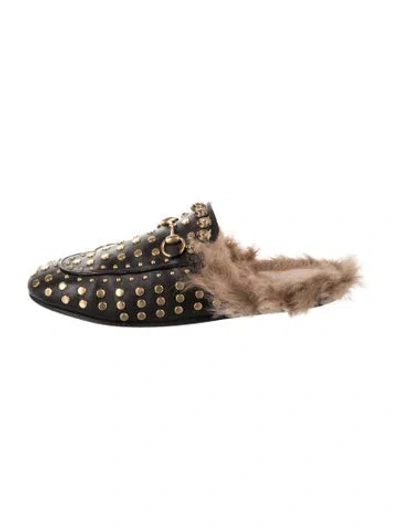 Pre-owned Gucci Horsebit Accent Leather Mules In Black