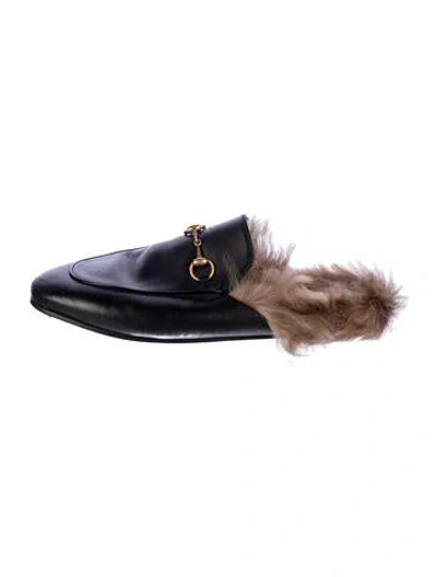 Pre-owned Gucci Horsebit Accent Leather Mules In Black