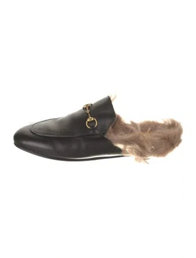 Pre-owned Gucci Horsebit Accent Leather Mules In Black