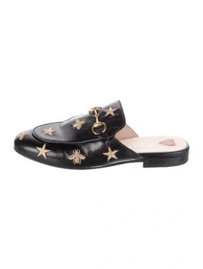 Pre-owned Gucci Horsebit Accent Leather Mules In Black