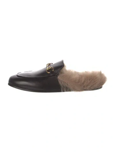 Pre-owned Gucci Horsebit Accent Leather Mules In Black