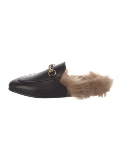 Pre-owned Gucci Horsebit Accent Leather Mules In Black