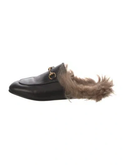 Pre-owned Gucci Horsebit Accent Leather Mules In Black