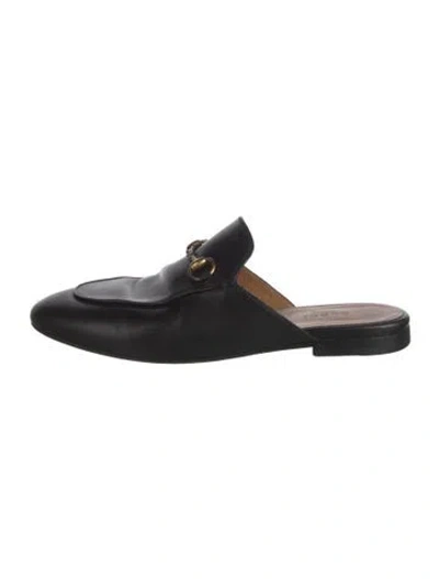 Pre-owned Gucci Horsebit Accent Leather Mules In Black