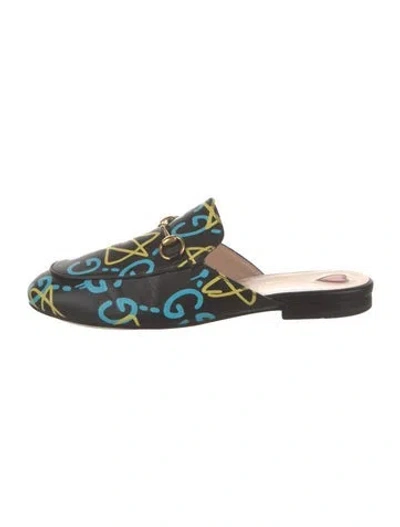 Pre-owned Gucci Horsebit Accent Leather Mules In Black