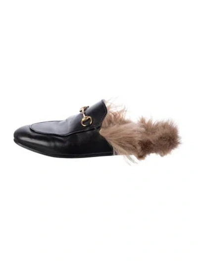 Pre-owned Gucci Horsebit Accent Leather Mules In Black/neutrals