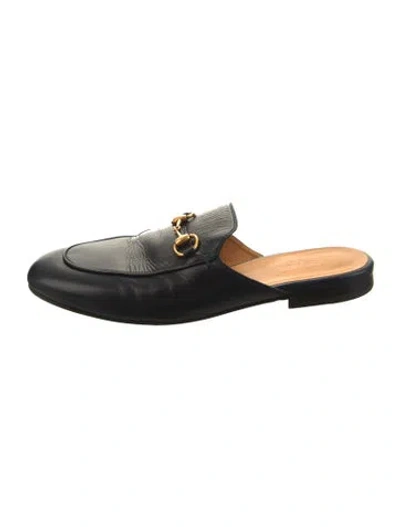 Pre-owned Gucci Horsebit Accent Leather Mules In Blue