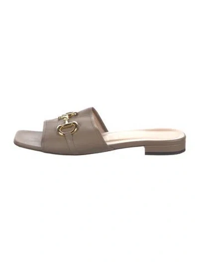 Pre-owned Gucci Horsebit Accent Leather Mules In Brown