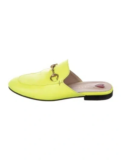 Pre-owned Gucci Horsebit Accent Leather Mules In Green