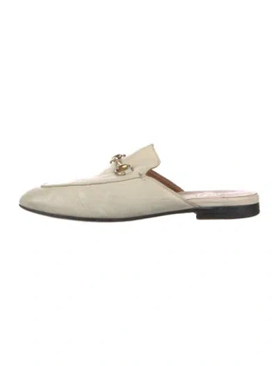Pre-owned Gucci Horsebit Accent Leather Mules In Neutral