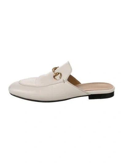 Pre-owned Gucci Horsebit Accent Leather Mules In Neutral