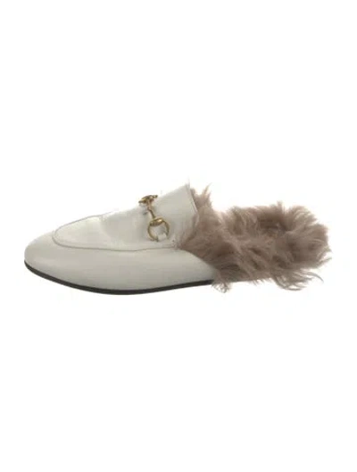 Pre-owned Gucci Horsebit Accent Leather Mules In Neutral