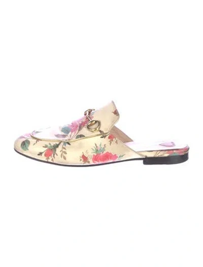 Pre-owned Gucci Horsebit Accent Leather Mules In Neutral