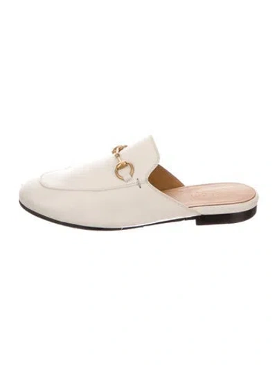 Pre-owned Gucci Horsebit Accent Leather Mules In Neutral