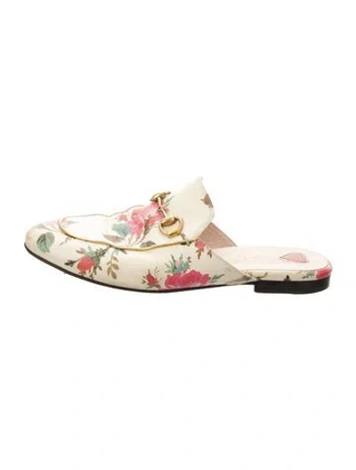 Pre-owned Gucci Horsebit Accent Leather Mules In Neutral