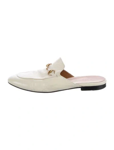 Pre-owned Gucci Horsebit Accent Leather Mules In Neutral
