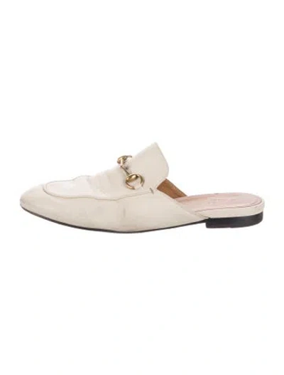 Pre-owned Gucci Horsebit Accent Leather Mules In Neutral