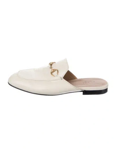 Pre-owned Gucci Horsebit Accent Leather Mules In Neutral