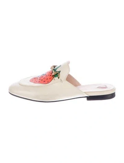 Pre-owned Gucci Horsebit Accent Leather Mules In Neutral