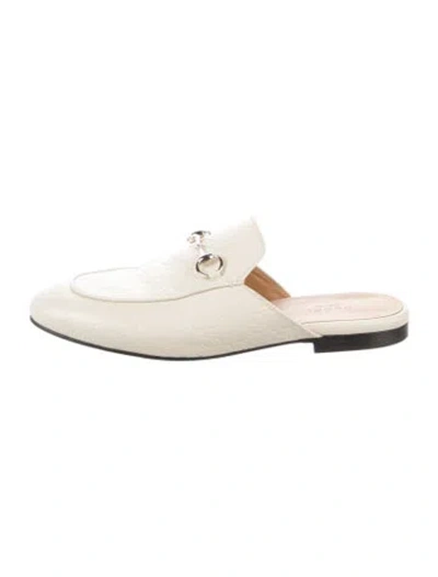 Pre-owned Gucci Horsebit Accent Leather Mules In Neutral