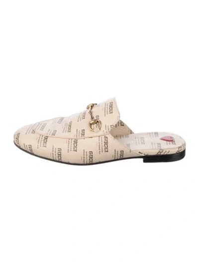 Pre-owned Gucci Horsebit Accent Leather Mules In Neutral