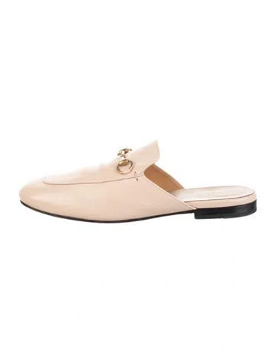 Pre-owned Gucci Horsebit Accent Leather Mules In Neutral