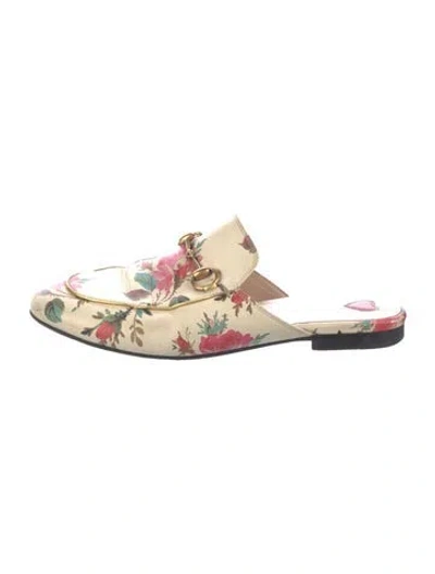 Pre-owned Gucci Horsebit Accent Leather Mules In Neutral