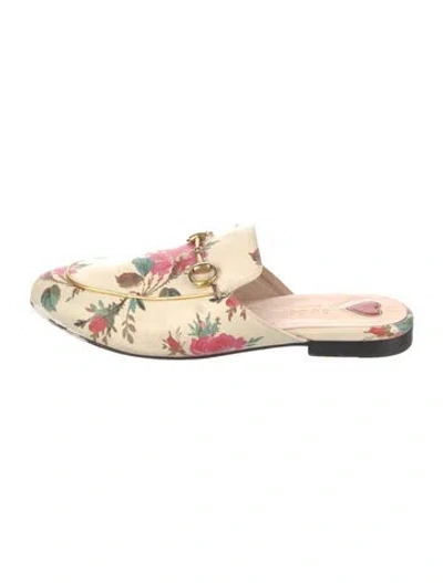 Pre-owned Gucci Horsebit Accent Leather Mules In Neutral