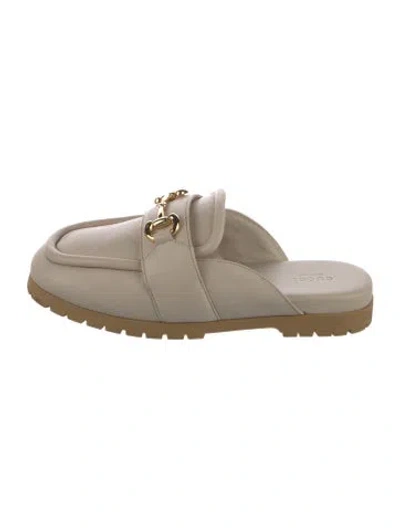 Pre-owned Gucci Horsebit Accent Leather Mules In Neutral