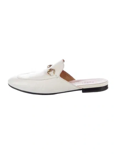 Pre-owned Gucci Horsebit Accent Leather Mules In Neutral