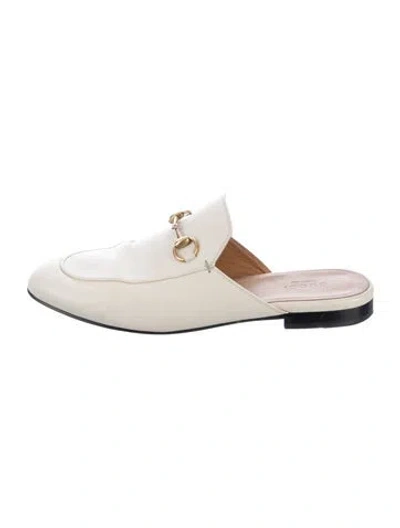 Pre-owned Gucci Horsebit Accent Leather Mules In Neutral
