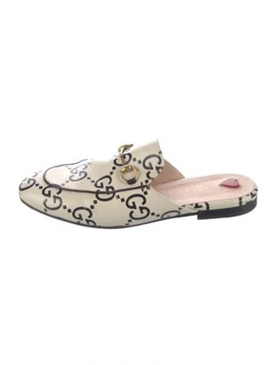 Pre-owned Gucci Horsebit Accent Leather Mules In Neutral