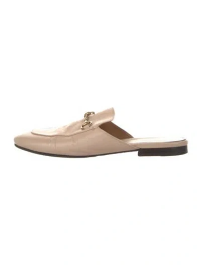 Pre-owned Gucci Horsebit Accent Leather Mules In Neutral