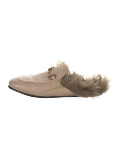 Pre-owned Gucci Horsebit Accent Leather Mules In Neutral