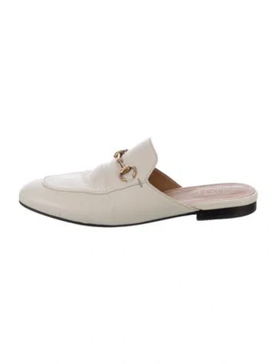 Pre-owned Gucci Horsebit Accent Leather Mules In Neutral