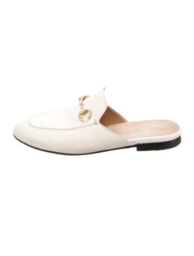 Pre-owned Gucci Horsebit Accent Leather Mules In Neutral