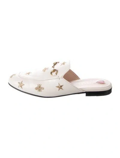 Pre-owned Gucci Horsebit Accent Leather Mules In Neutral