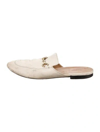 Pre-owned Gucci Horsebit Accent Leather Mules In Neutral