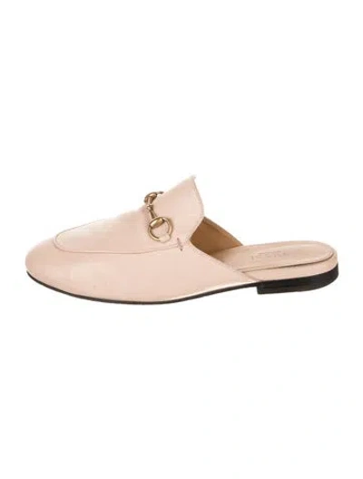 Pre-owned Gucci Horsebit Accent Leather Mules In Neutral