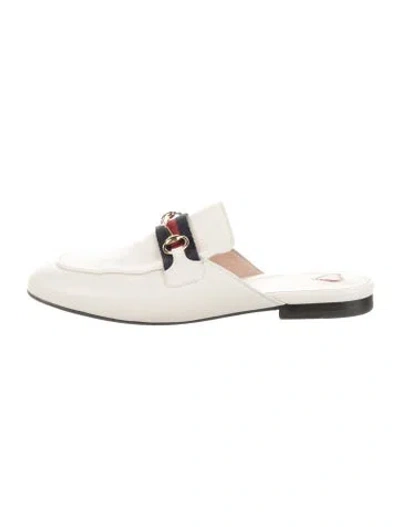 Pre-owned Gucci Horsebit Accent Leather Mules In Neutrals